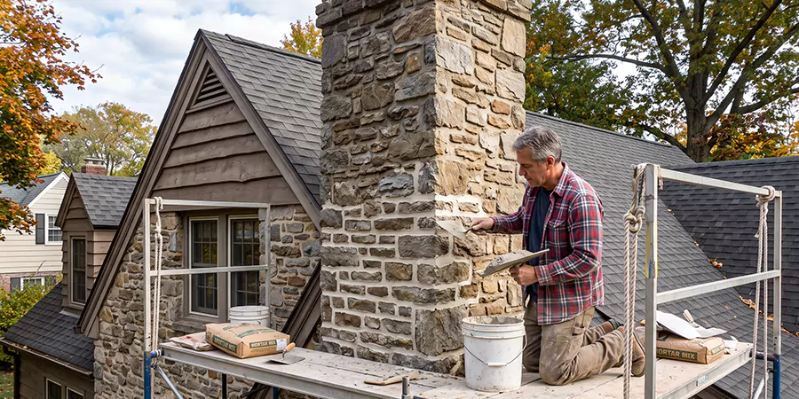 Tuckpointing Stone Chimney Pearland