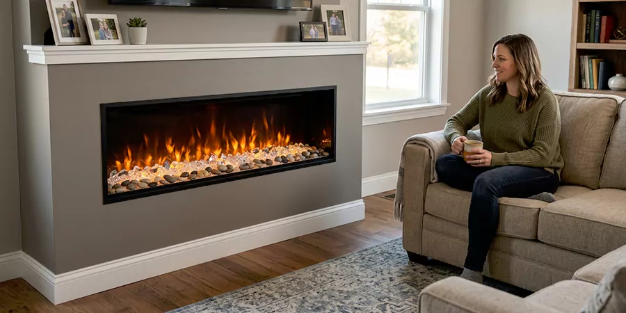 Electric Fireplace With Crystal and Pebble Embers Pearland