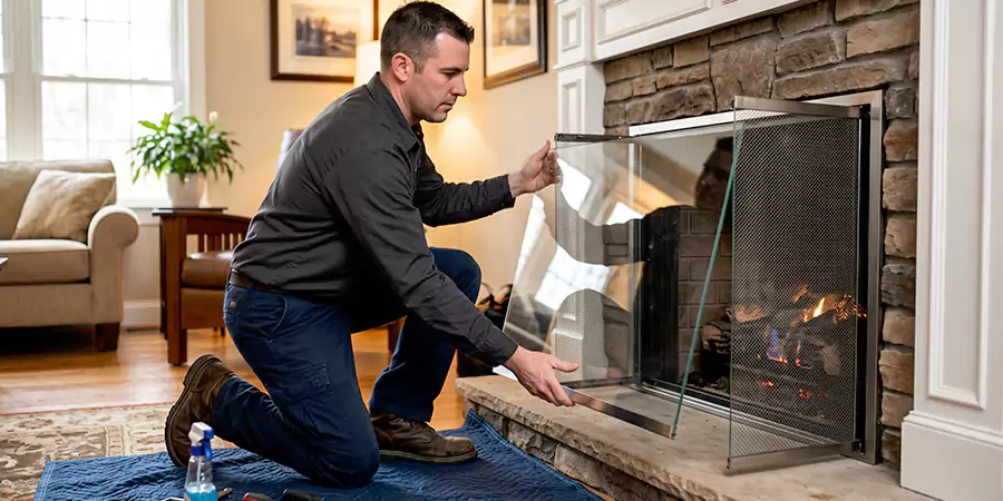 Fireplace Glass Panel and Screen Installation Pearland