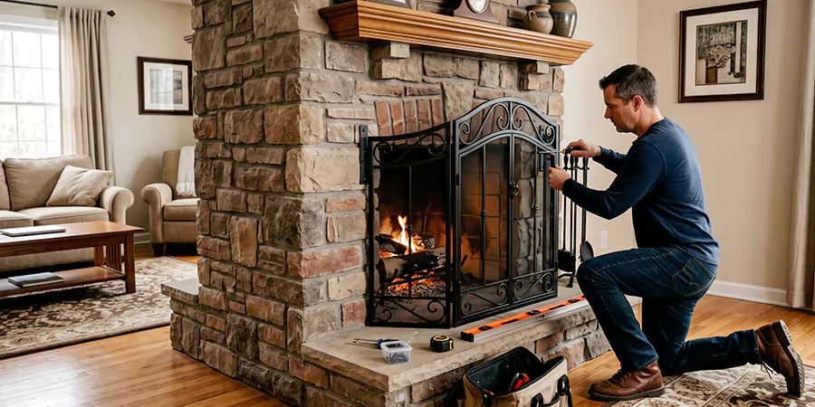 Custom and Decorative Fireplace Screen Installation Pearland