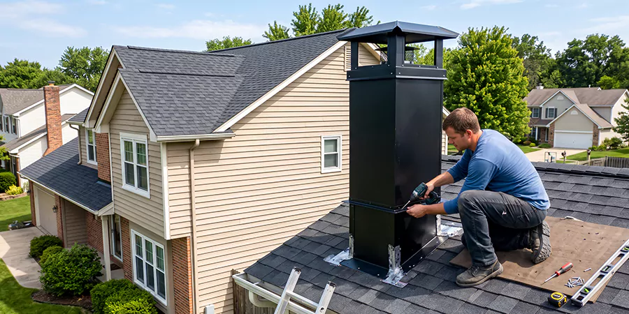 Prefab Chimney Chase Installation Pearland